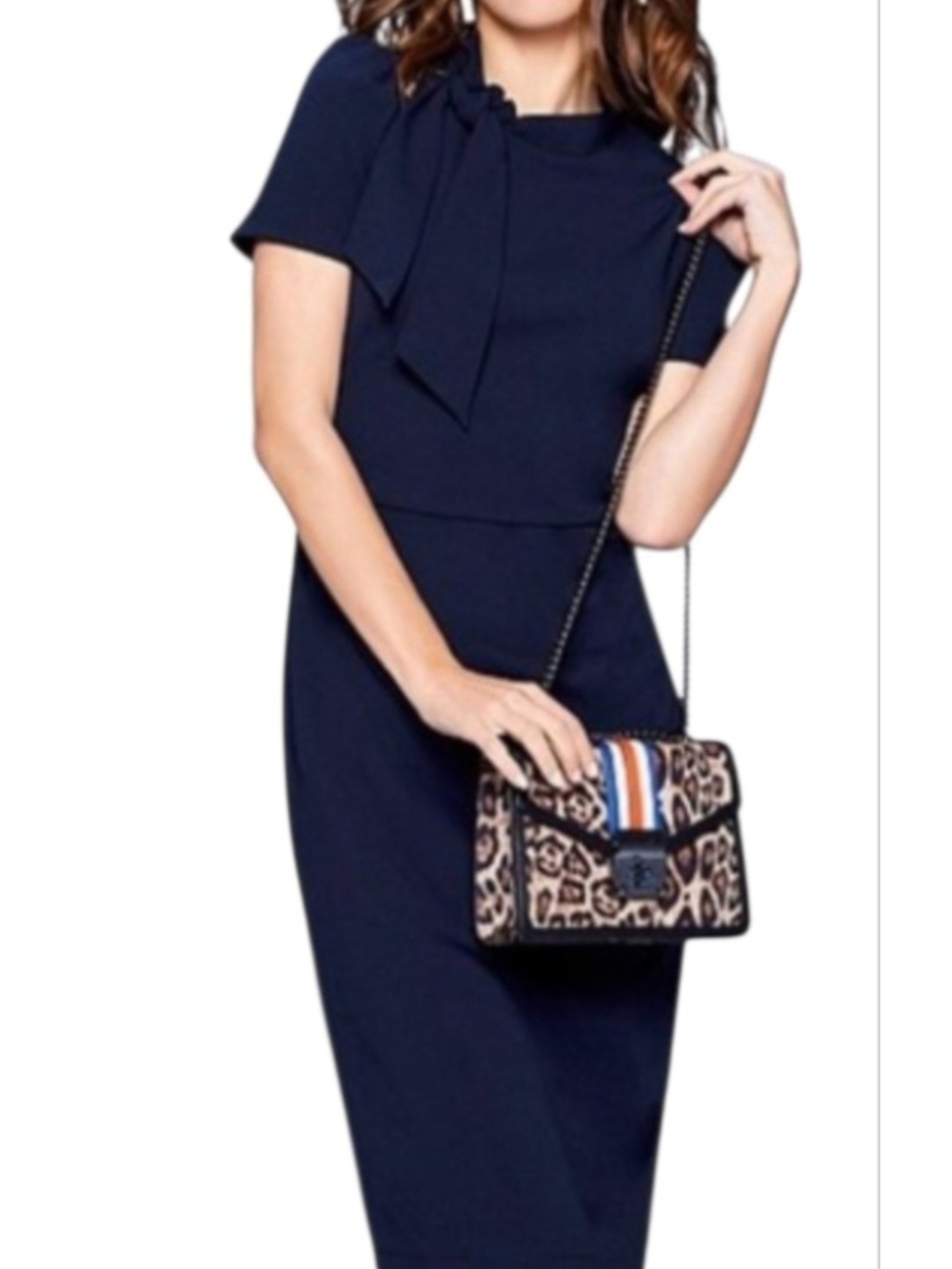 Maggy London Navy Bow-Tie Sheath Dress Size 4